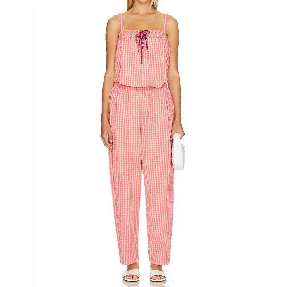 Free People Pink Gingham Jumpsuit